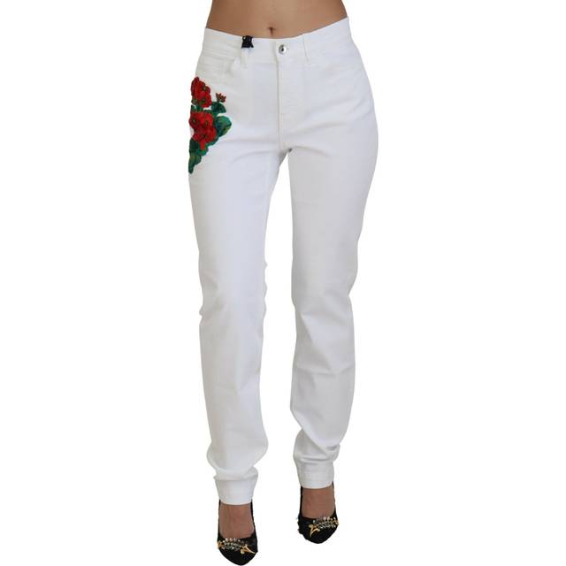 White Floral Sequined GIRLY Denim Jeans - IT42|M