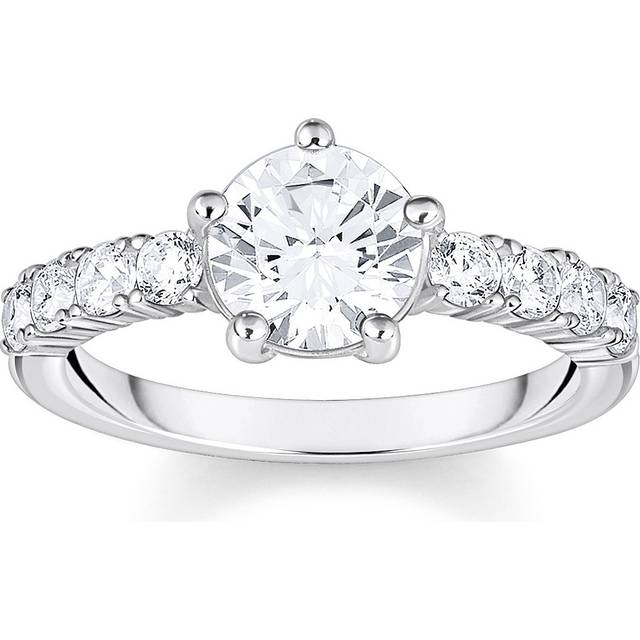 THOMAS SABO Silver Solitaire White Cubic Zirconia Ring TR2440-051-14-54