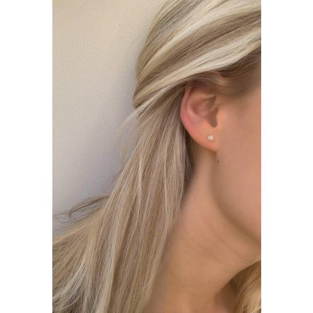 Small Silver Real Pearl Stud Earrings - One Size