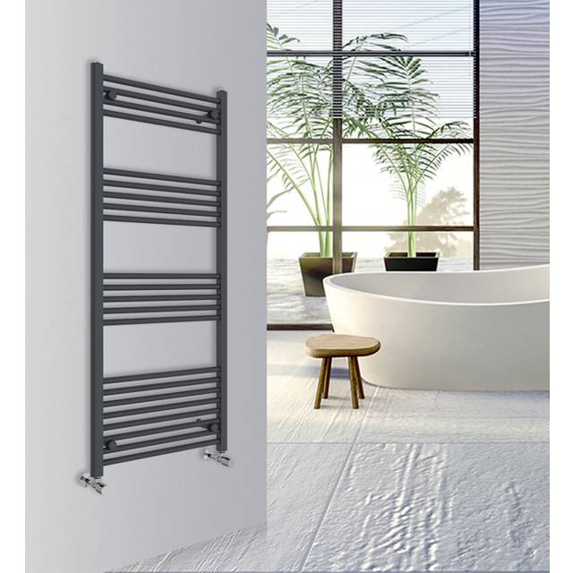 (Anthracite, 1400x600mm) Warmehaus Straight Bathroom Heated Towel Rail Warmer Radiator Central Heating