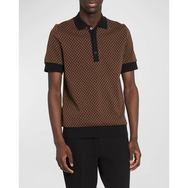 BALMAIN Monogrammed Polo Shirt - Brown