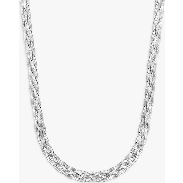 Simply Silver Simply Silver Recycled Sterling Silver 925 Herringbone Braided Necklace