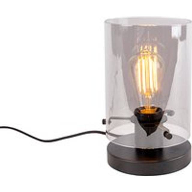 Qazqa - Design Table Lamp Black with Smoke Glass - Dome