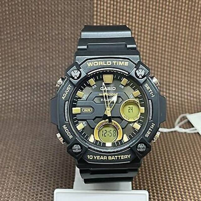 Casio Youth Analog Digital Resin Black Dial Quartz AEQ-120W-9AV AEQ120W-9 100M Men&#39;s Watch