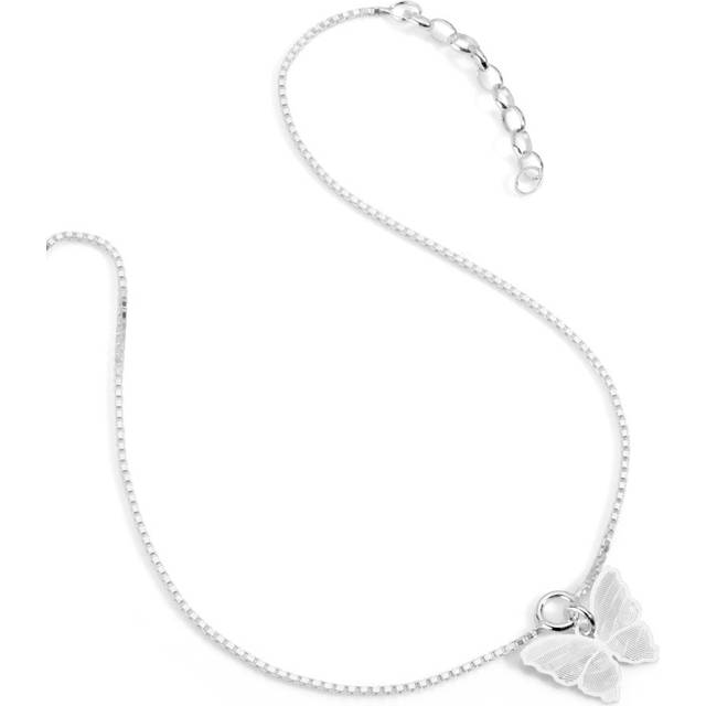 John Greed Tempest Meadow Silver Butterfly Anklet For Women - silver