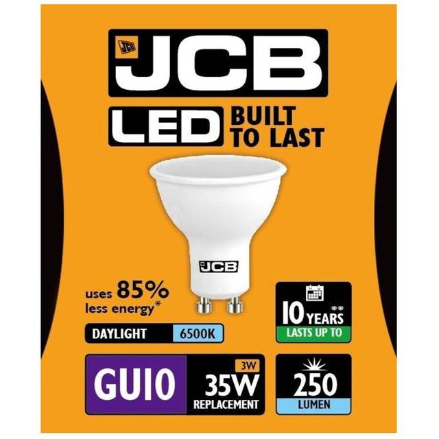 JCB LED GU10 3w Light Bulb Cap 250lm 6500k Daylight One Size white