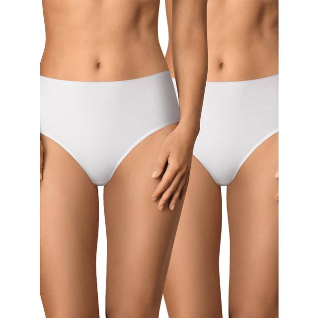 Endast 2-pack miditrosor flerfärgade av bomull stretch underkläder underbyxor basic flerpack damer, Vit, XL