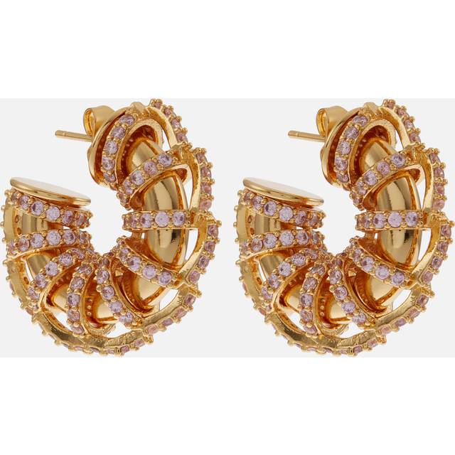 Crystal Haze Caterpillar Gold-Plated Hoop Earrings