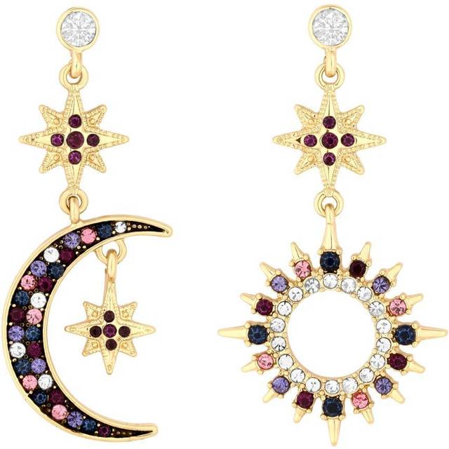 Womens Gold Celestial Charm Mismatch Earrings - Metallics - One Size