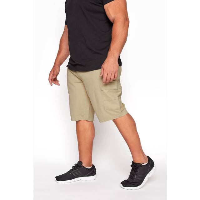 Size 56 Mens Badrhino Big & Tall Stone Brown Stretch Cargo Shorts Big & Tall