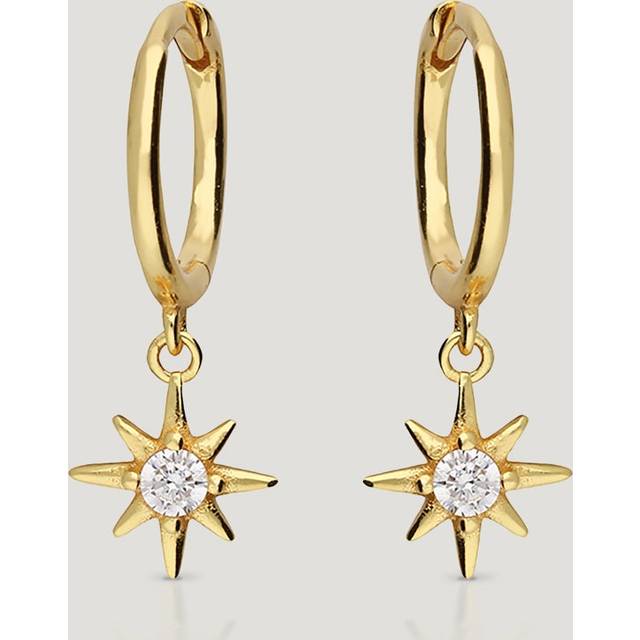John Greed CANDY Sky Gold Plated Silver CZ Star Huggie Hoop Earrings For Women - gold/silver