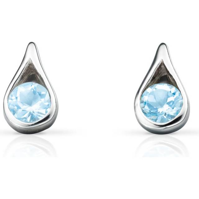 John Greed Signature Silver Blue Topaz Teardrop Earrings For Women - blue/silver
