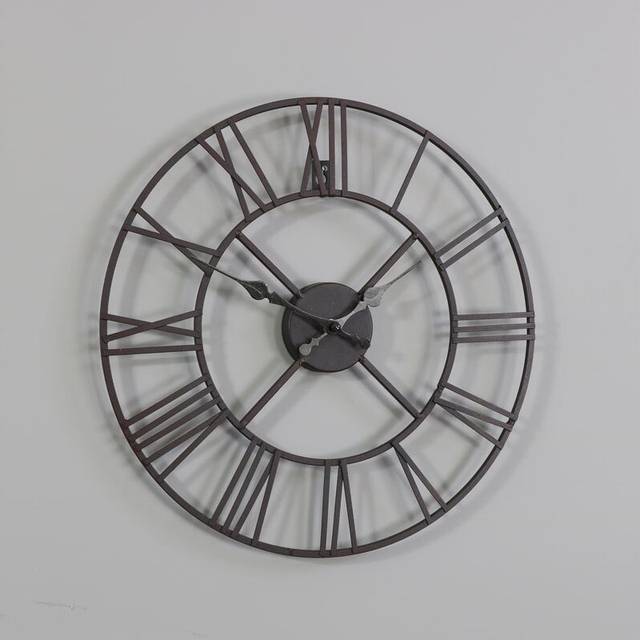 Rustic Black Skeleton Wall Clock with Roman Numerals 40cm x 40cm Material: Home Decor & Accessories/Clocks