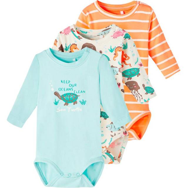 Name It Bodies L/æ - NbnOcean - 3-pack - Whitecap Grå - Name It - 68 - Body L/Ä