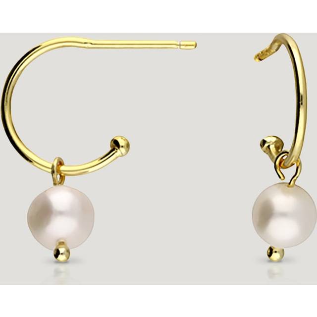 John Greed CANDY Spun Gold Plated Silver Freshwater Pearl Open Hoop Earrings For Women - gold/silver