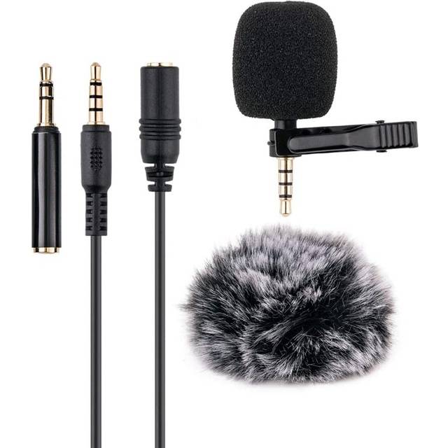 Clip on Microphone, 3.5mm Lavalier Lapel Condenser Microphone Hypercardioid Mic for Smartphones, PC, Computer and Camera