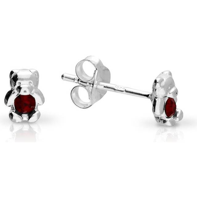 John Greed Signature Children's Silver January Birthstone Crystal Bear Stud Earrings For Women - silver