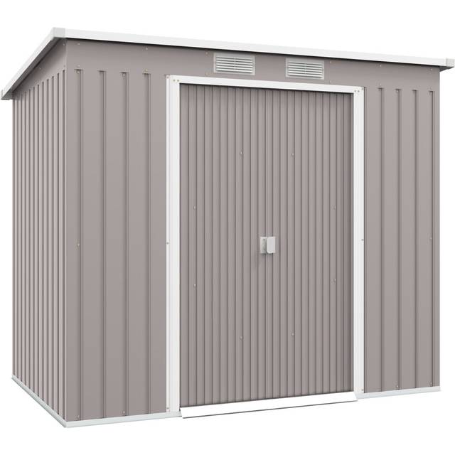 Outsunny 7x4ft Metal Garden Storage Shed w/ Double Door Grey, Grey