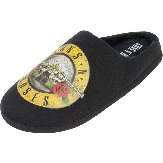 (7-8 UK, Black) Guns N Roses Mens Band Logo Bullet Slippers