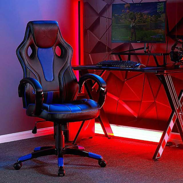X Rocker Maverick Pc Office Gaming Chair - New - Beige - Blue