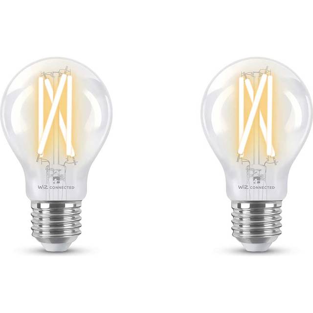 4Lite Smart Connected By Wiz A60 E27 Filament Bulb Clear Twin Pack, Clear