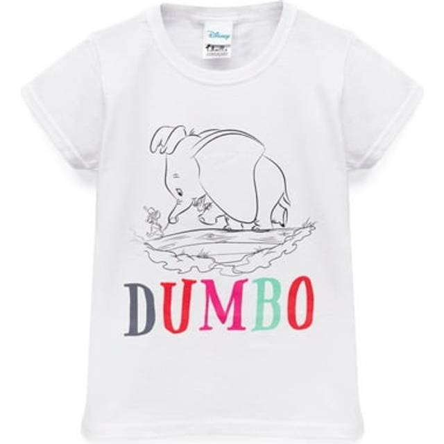 (11-12 Years, White) Dumbo Girls Sketch T-Shirt