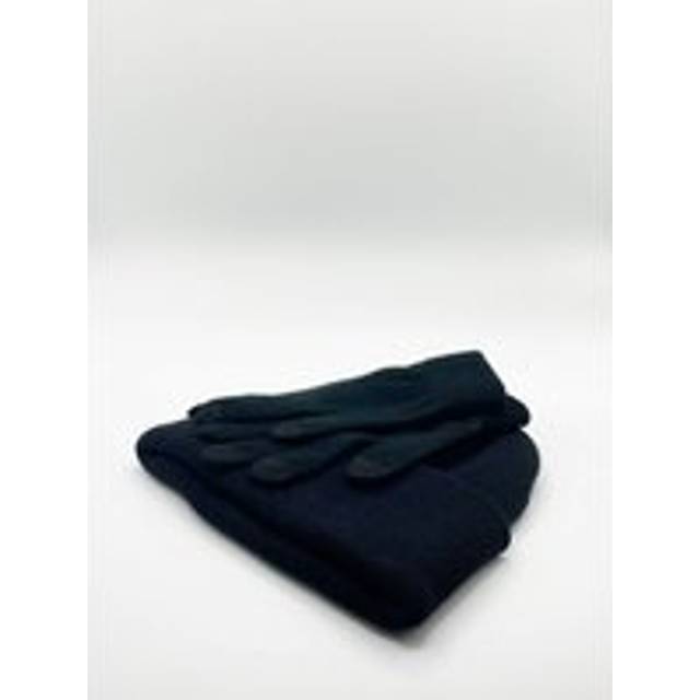 SVNX Unisex Knitted Beanie And Gloves Set - Black - One Size