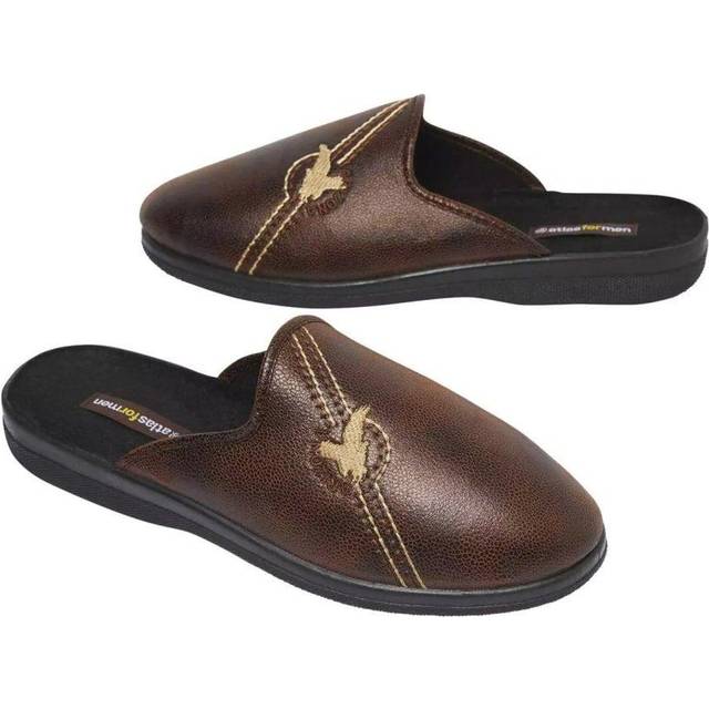 Faux Leather Slippers - Brown - 7.5