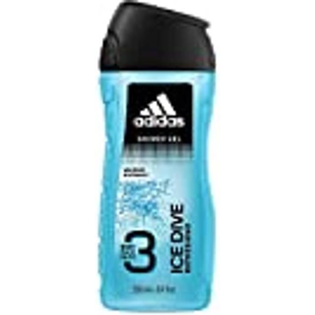 adidas Ice Dive Shower Gel with 3-in-1 Formula for Face, Body and Hair and a Long-lasting Fresh Feel, Shower Gel Set in 6 Pack (6 x 250 ml)