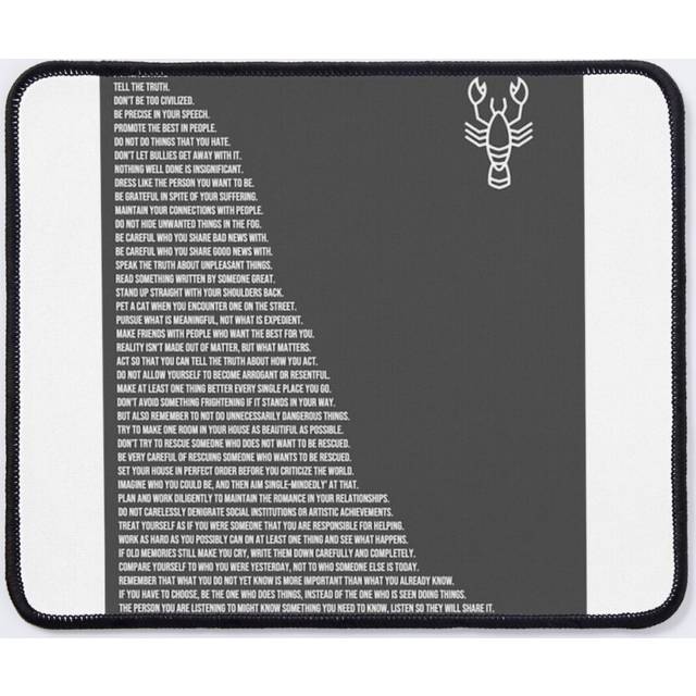 Mouse Pad /Jordan B Peterson's Rules poster 11.8 x 9.8 inch Computer Mat Gaming Office Mousepad