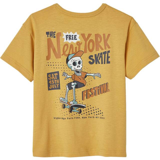 T-Shirt with Maxi Motif for Boys mustard