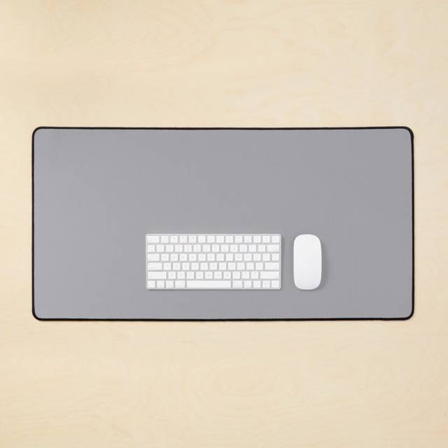 Desk Mat METALLIC SILVER GREY ...Plain...Solid...Block... Large Gaming Mouse Pad 35x16 inch