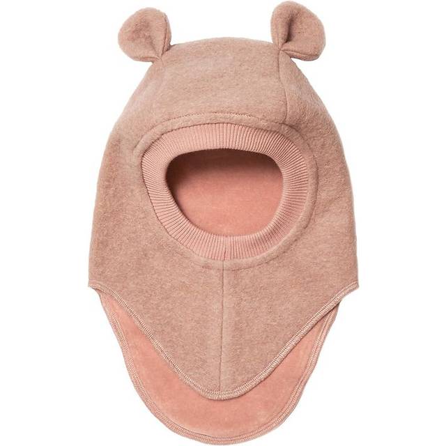 Huttelihut - Balaclava med öron i ull Rose Melange - Rosa