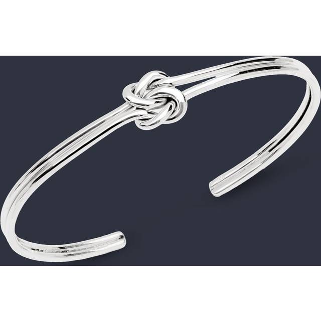 John Greed Portrait Muse Silver Double Twisted Knot Cuff Bangle For Women - silver