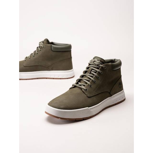 Timberland för män. TB0A5PR89911 Maple Grove gröna sneakers i läder med snörning i mitten av kalven (41.5), Hud, Karta, Nyckelband, Casual - Läder (41.5)