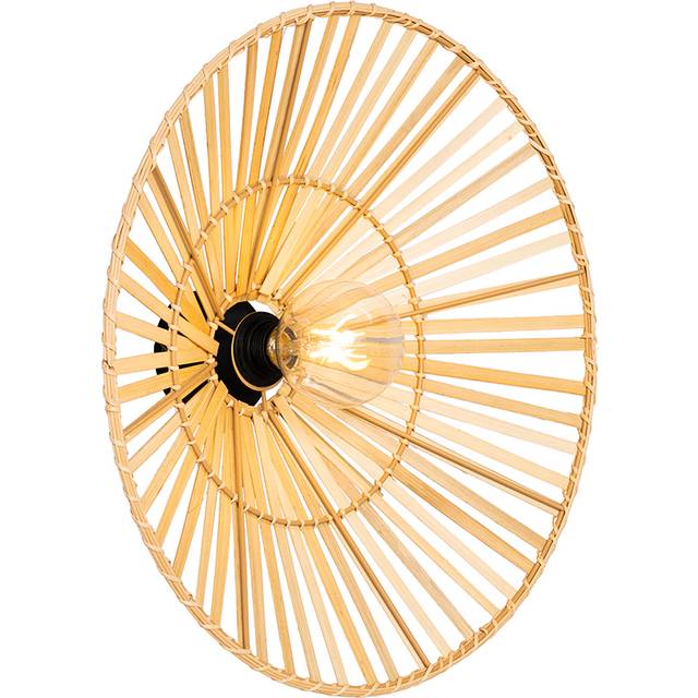 Oriental Wall Light Black with Natural Bamboo - Pua