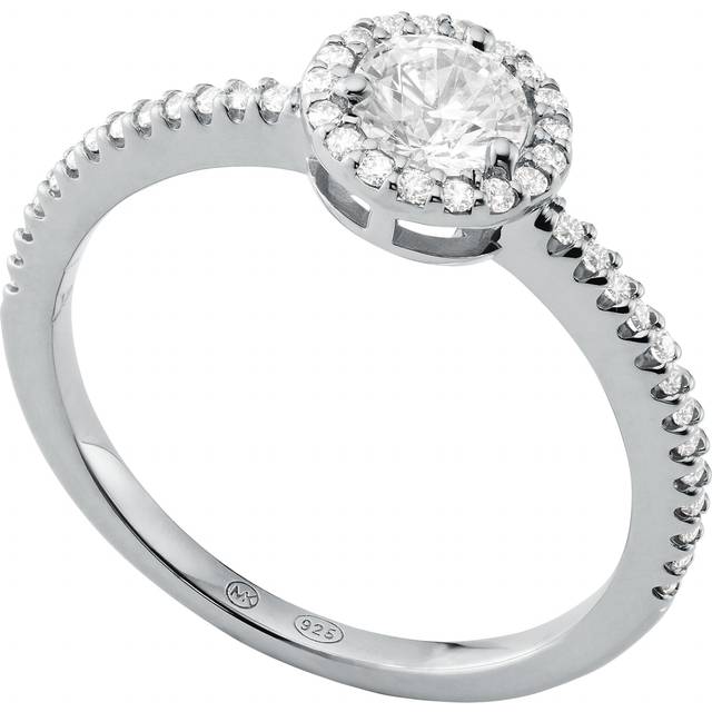 Michael Kors 14ct Sterling Silver CZ Pavé Ring (Size P)