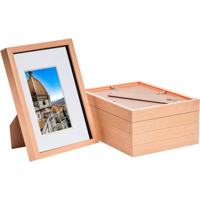 3D Box Photo Frames with A5 Mounts - A4 (8&#34; x 12&#34;) - Light Wood