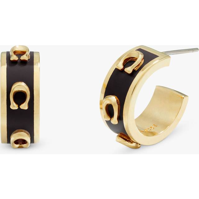 Coach C Gold-Tone Huggie Earrings - Black