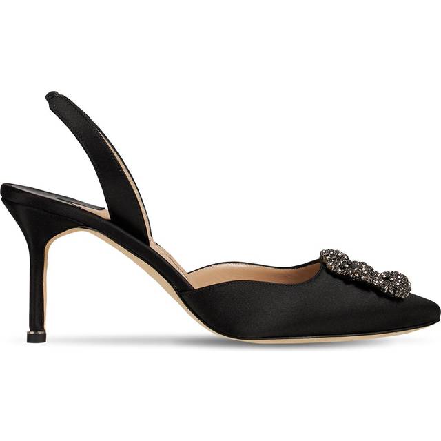 Manolo Blahnik Black Hangisli Slingback Heels - 0015 BLCK - IT 36.5