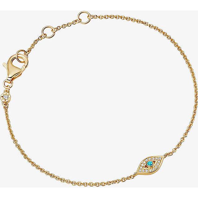 Astley Clarke Turquoise and White Sapphire Evil Eye Chain Bracelet, Gold/Blue