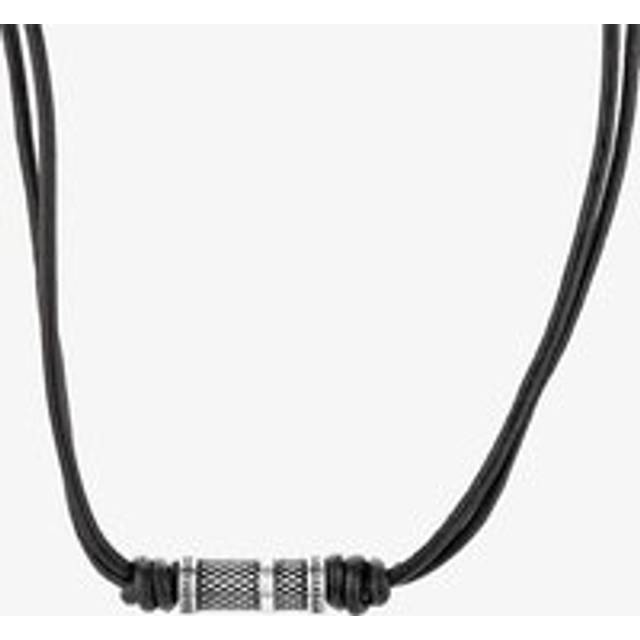 Bourne and Wilde Mens Black Leather Two Strand Criss-Cross Necklace UR18-03