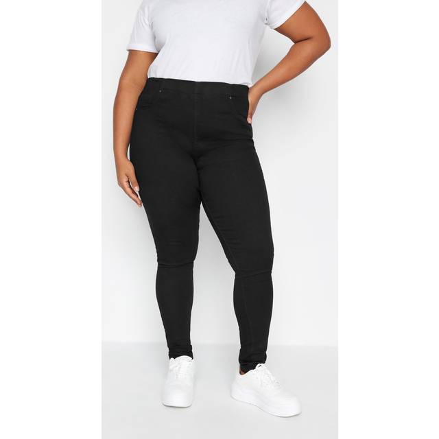 Yours For Good Curve Black Pull On Stretch Jenny Jeggings, Women's Curve & Plus Size, Yours For Good - Long 30-32