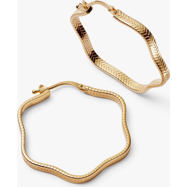 Maxi Wavy Hoop In 18ct Gold Plated Earrings E3100_GP
