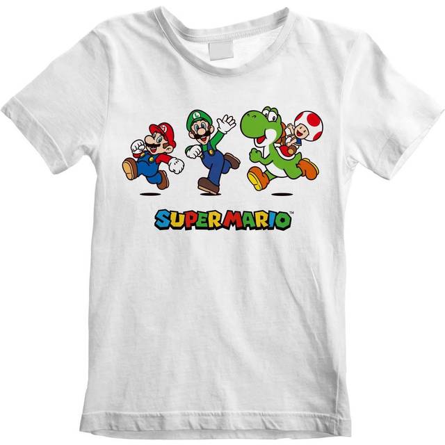 (3-4 Years, White) Super Mario Childrens/Kids Running T-Shirt