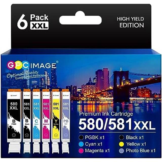 6-Pack PGI-580 CLI-581 XXL Compatible for Canon 580 581 Ink Cartridges for TS8150 TS8250 TS9150 TS8251 TS8151 TS8152