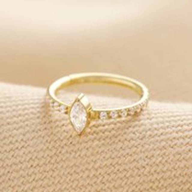Titanium Marquise Crystal Helix Hoop Earring in Gold - gold/clear - one size