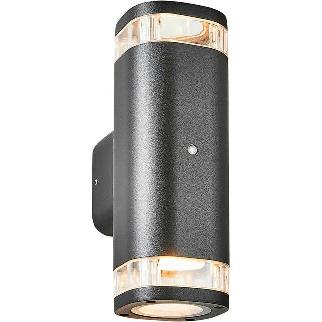 Zink EOS Outdoor Up and Down Wall Light with Dusk til Dawn Sensor Black