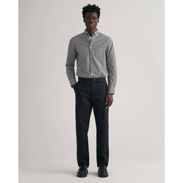 Men's GANT Mens Regular Fit Twill Chinos - 5 Black - Size: W34 l30
