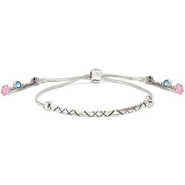 Reflection Beads QG3636 Sterling Silver Swarovski Crystal Briolette Adjustable Bracelet - Polished & Antiqued